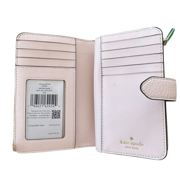 Kate Spade medium zipper  Wallet pebbled leather.  pink NEW - Picture 3 of 4